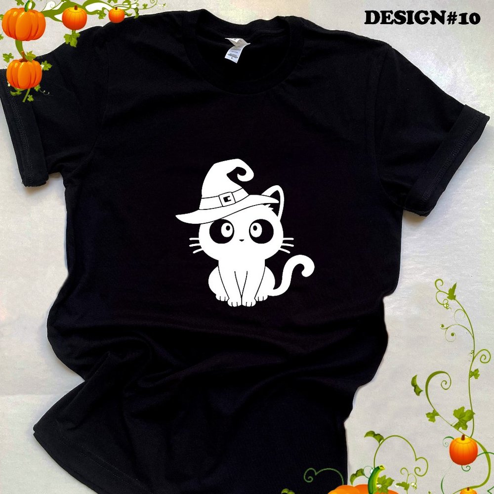 HALLOWEEN T-shirt, UNISEX T-SHIRT, HALLOWEN WITCH CAT T-SHIRT